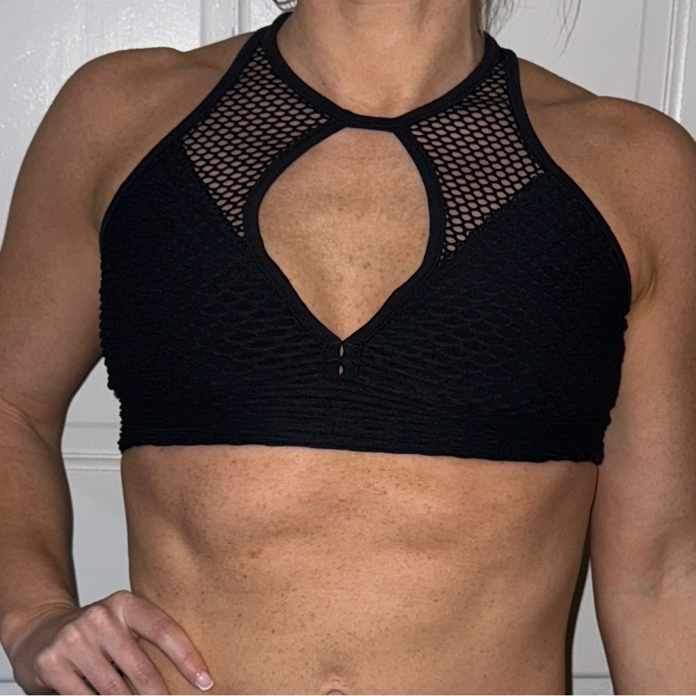Booty by Brabants Mesh Sports Bra - Croco Skin Black - One Size Fits All